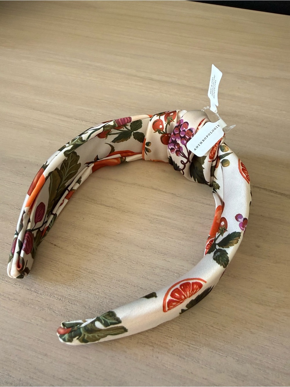 Anthropologie Positano Cream Headband with Citrus Print - Picture 2 of 3